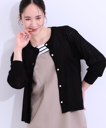 DRESKIP（ドレスキップ）の「【洗える/ひんやり】パール調ボタンが目を惹く シアーニットカーディガン（カーディガン/ボレロ）」