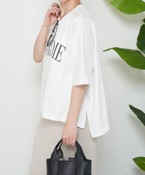 Jena espace merveilleux（ジェナ　エスパスメルヴェイユ）の「ロゴ入りシルケットカットソー（Tシャツ/カットソー・レディース・グレー/ブラック/オフホワイト・FREE）」の9枚目の写真