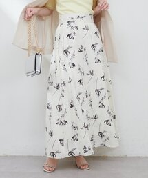 natural couture | アートフラワーハイウエストフレアスカート(スカート)