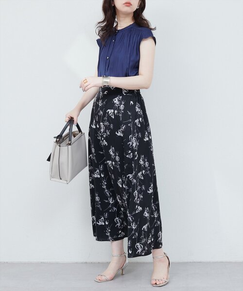 natural couture（ナチュラルクチュール）の「アートフラワーハイウエストフレアスカート（スカート・レディース・ブラック系その他/イエロー系その他/ホワイト系その他・FREE）」の13枚目の写真