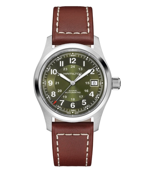 HAMILTON（ハミルトン）の「HAMILTON [ハミルトン] 腕時計 Khaki Field （カーキ フィールド）  オート 自動巻き 38MM グリーン×ブラウン（アナログ腕時計・メンズ・グリーン・FREE）」の2枚目の写真