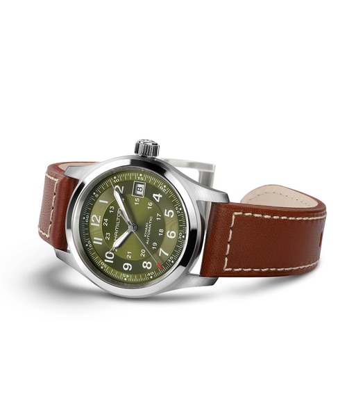HAMILTON（ハミルトン）の「HAMILTON [ハミルトン] 腕時計 Khaki Field （カーキ フィールド）  オート 自動巻き 38MM グリーン×ブラウン（アナログ腕時計・メンズ・グリーン・FREE）」の3枚目の写真