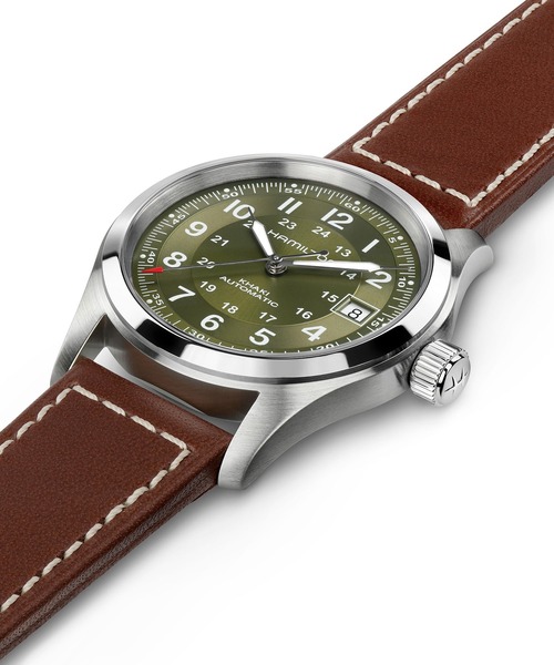 HAMILTON（ハミルトン）の「HAMILTON [ハミルトン] 腕時計 Khaki Field （カーキ フィールド）  オート 自動巻き 38MM グリーン×ブラウン（アナログ腕時計・メンズ・グリーン・FREE）」の4枚目の写真