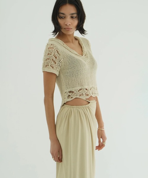 CLANE（クラネ）の「CROPPED CROCHET KNIT TOPS（ニット/セーター・レディース・ブラウン/アイボリー/ブラック・1/2）」の20枚目の写真