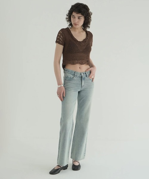 セール】CROPPED CROCHET KNIT TOPS（ニット/セーター）｜CLANE