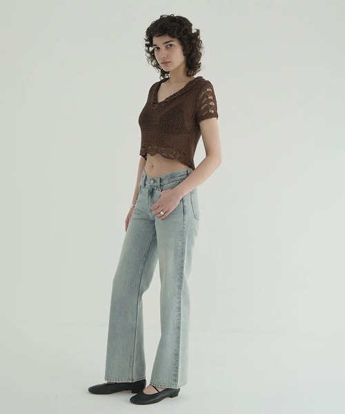トップス CLANE CROCHET SHORT KNIT TOPS CLANE クラネ クロッシェ ショート ニット トップス CROCHET