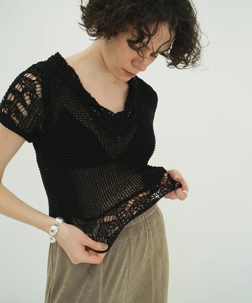 セール】CROPPED CROCHET KNIT TOPS（ニット/セーター）｜CLANE