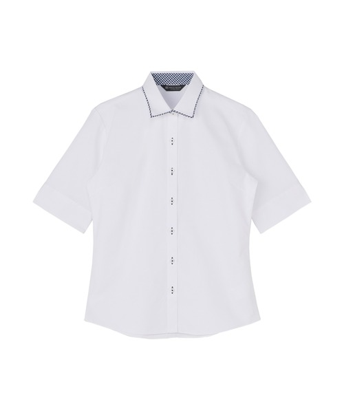 TOKYO SHIRTS(トウキョウシャツ)の「【透け防止】 形態安定ノーアイロン ワイド 5分袖ビジネスワイシャツ(ビジネスシャツ・レディース・ホワイト・S/M/L/LL/XL)」の1枚目の写真