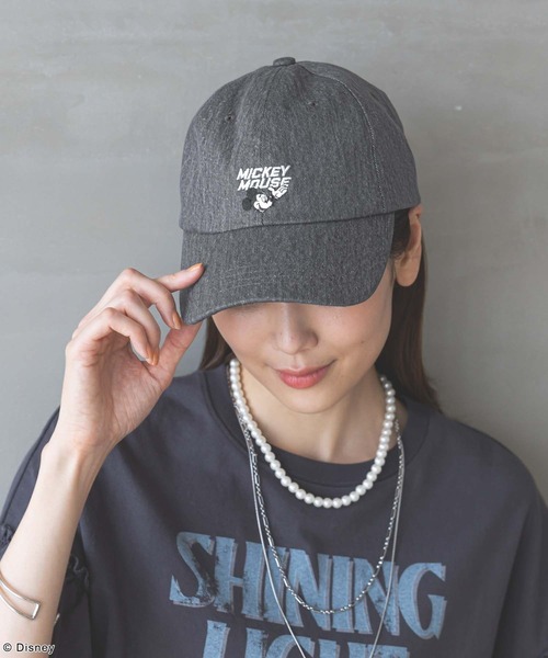 GLOBAL WORK（グローバルワーク）の「MICKEY/刺繍CAP/492642（キャップ・レディース・アイボリー/ブラック/ブラック系その他/ベージュ・ONESIZE）」の4枚目の写真
