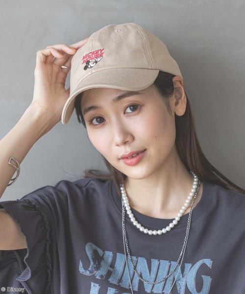 GLOBAL WORK（グローバルワーク）の「MICKEY/刺繍CAP/492642（キャップ・レディース・アイボリー/ブラック/ブラック系その他/ベージュ・ONESIZE）」の11枚目の写真