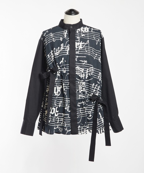 gomme（ゴム）の「モーツァルトスコアＰ　ギャザーブラウス（シャツ/ブラウス・レディース・ブラック/ホワイト・MEDIUM）」の10枚目の写真