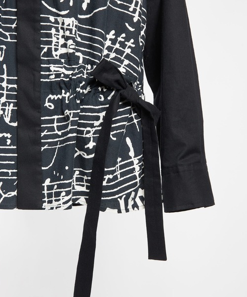 gomme（ゴム）の「モーツァルトスコアＰ　ギャザーブラウス（シャツ/ブラウス・レディース・ブラック/ホワイト・MEDIUM）」の15枚目の写真