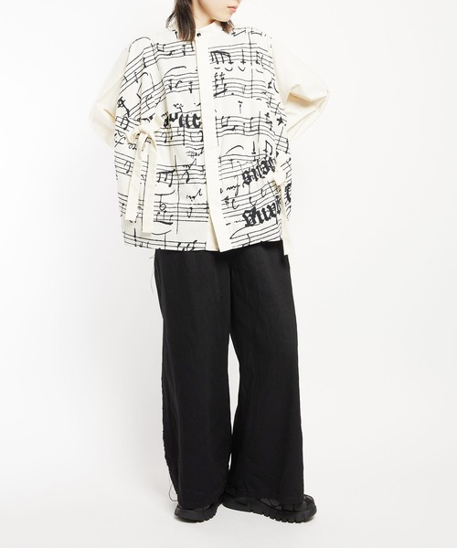 gomme（ゴム）の「モーツァルトスコアＰ　ギャザーブラウス（シャツ/ブラウス・レディース・ブラック/ホワイト・MEDIUM）」の7枚目の写真