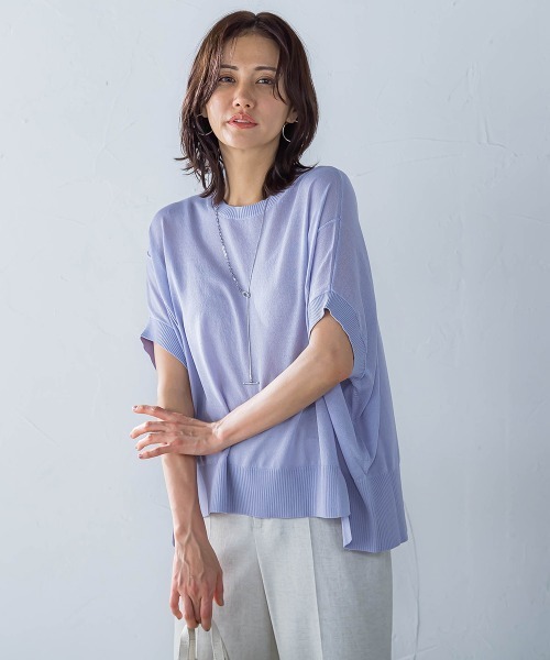 LAUTREAMONT（ロートレアモン）の「【WEB限定】リネンライクシアーニット≪手洗い可能≫（ニット/セーター・レディース・グリーン/ブルー/ピンク/イエロー/ネイビー/ブラウン/ブラック/パープル/ベージュ/ホワイト・9号）」の8枚目の写真