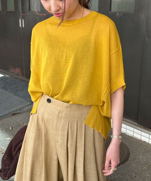 LAUTREAMONT（ロートレアモン）の「【WEB限定】リネンライクシアーニット≪手洗い可能≫（ニット/セーター・レディース・グリーン/ブルー/ピンク/イエロー/ネイビー/ブラウン/ブラック/パープル/ベージュ/ホワイト・9号）」の9枚目の写真