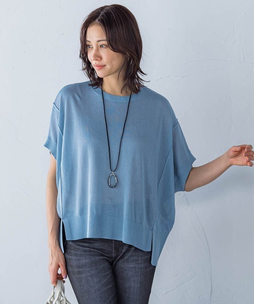 LAUTREAMONT（ロートレアモン）の「【WEB限定】リネンライクシアーニット≪手洗い可能≫（ニット/セーター・レディース・グリーン/ブルー/ピンク/イエロー/ネイビー/ブラウン/ブラック/パープル/ベージュ/ホワイト・9号）」の7枚目の写真