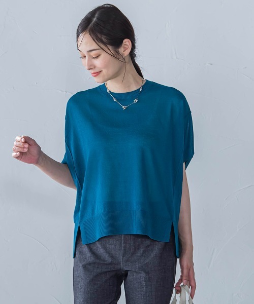 LAUTREAMONT（ロートレアモン）の「【WEB限定】リネンライクシアーニット≪手洗い可能≫（ニット/セーター・レディース・グリーン/ブルー/ピンク/イエロー/ネイビー/ブラウン/ブラック/パープル/ベージュ/ホワイト・9号）」の5枚目の写真