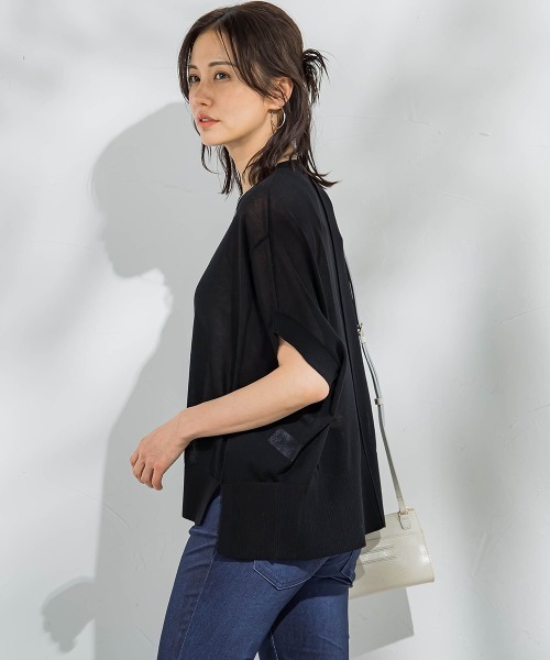 LAUTREAMONT（ロートレアモン）の「【WEB限定】リネンライクシアーニット≪手洗い可能≫（ニット/セーター・レディース・グリーン/ブルー/ピンク/イエロー/ネイビー/ブラウン/ブラック/パープル/ベージュ/ホワイト・9号）」の3枚目の写真