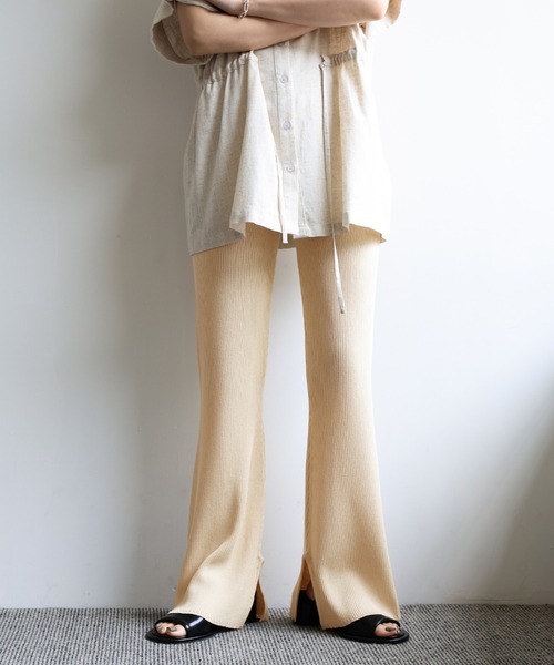 select MOCA Et(セレクトモカエト)の「【Et】Rib-Knit Slit Pants(その他パンツ・レディース・ブラック/ベージュ・FREE)」の22枚目の写真