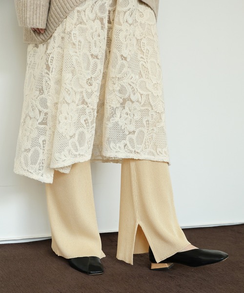 select MOCA Et(セレクトモカエト)の「【Et】Rib-Knit Slit Pants(その他パンツ・レディース・ブラック/ベージュ・FREE)」の5枚目の写真
