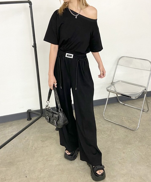 non-hedge（ノンヘッジ）の「オフショルトップスワイドパンツセットアップ（セットアップ・レディース・オートミール/グレー/ブラック・FREE）」の9枚目の写真