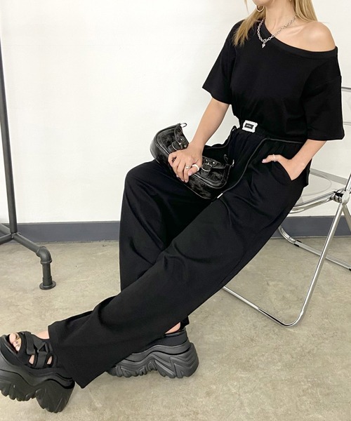 non-hedge（ノンヘッジ）の「オフショルトップスワイドパンツセットアップ（セットアップ・レディース・オートミール/グレー/ブラック・FREE）」の11枚目の写真