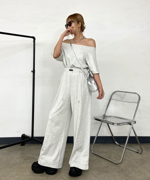 non-hedge（ノンヘッジ）の「オフショルトップスワイドパンツセットアップ（セットアップ・レディース・オートミール/グレー/ブラック・FREE）」の15枚目の写真