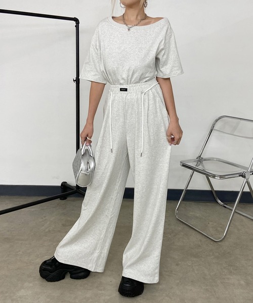 non-hedge（ノンヘッジ）の「オフショルトップスワイドパンツセットアップ（セットアップ・レディース・オートミール/グレー/ブラック・FREE）」の20枚目の写真