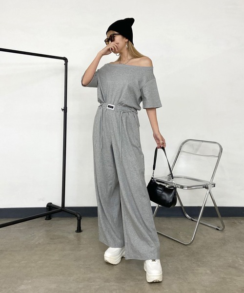 non-hedge（ノンヘッジ）の「オフショルトップスワイドパンツセットアップ（セットアップ・レディース・オートミール/グレー/ブラック・FREE）」の22枚目の写真