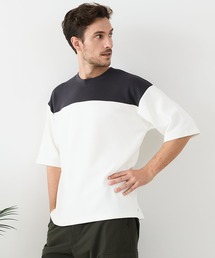【Blue Standard/ブルースタンダード】接触冷感 COOLスムース フェイクレイヤード フットボール切り替えリラックスフィットTシャツ