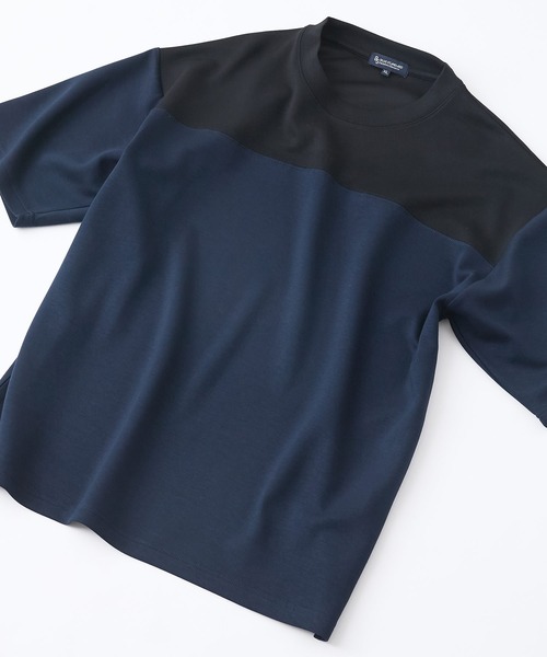 Blue Standard (ブルースタンダード)の「【Blue Standard/ブルースタンダード】接触冷感 COOLスムース フェイクレイヤード フットボール切り替えリラックスフィットTシャツ(Tシャツ/カットソー・メンズ・ホワイト/グレー/オフホワイト/ブルー/ネイビー/ブラック/チャコールグレー/ダークネイビー/グリーン・LARGE/X-LARGE/MEDIUM)」の11枚目の写真