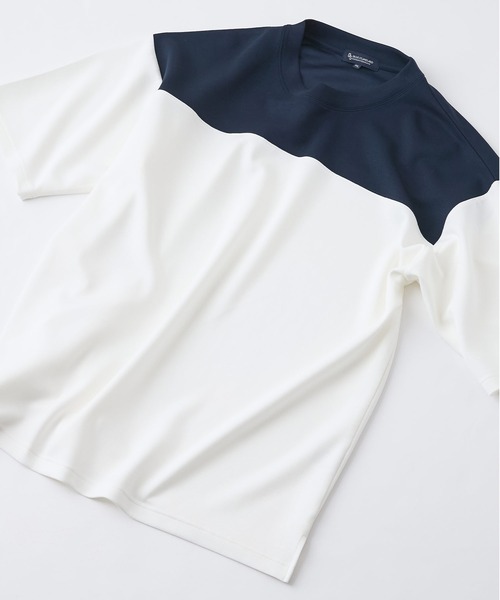 Blue Standard (ブルースタンダード)の「【Blue Standard/ブルースタンダード】接触冷感 COOLスムース フェイクレイヤード フットボール切り替えリラックスフィットTシャツ(Tシャツ/カットソー・メンズ・ホワイト/グレー/オフホワイト/ブルー/ネイビー/ブラック/チャコールグレー/ダークネイビー/グリーン・LARGE/X-LARGE/MEDIUM)」の14枚目の写真