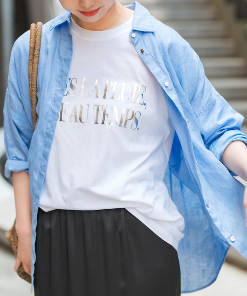Spick & Span(スピックアンドスパン)の「《追加》箔ロゴプリントTシャツ(Tシャツ/カットソー・レディース・シルバー/ゴールド・FREE)」の2枚目の写真