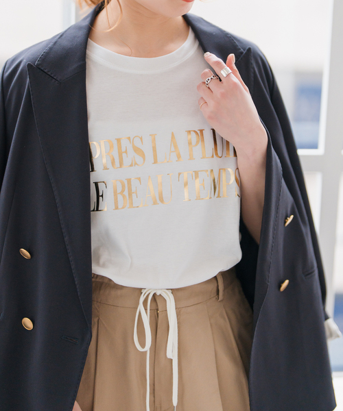 Spick & Span(スピックアンドスパン)の「《追加》箔ロゴプリントTシャツ(Tシャツ/カットソー・レディース・シルバー/ゴールド・FREE)」の15枚目の写真
