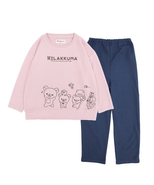 RUGGEDWORKS(ラゲッドワークス)の「【完売】《リラックマ》 キッズ 長袖 パジャマ ルームウェア ドロップショルダー(ルームウェア/パジャマ・キッズ・チャコールグレー/ピンク・150/140/130)」の2枚目の写真