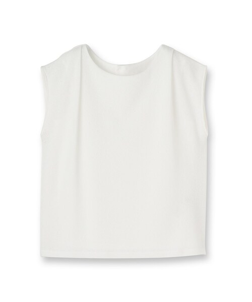 UNTITLED（アンタイトル）の「【ジャージ素材】インナードッキングシアーカットソー（Tシャツ/カットソー・レディース・オフホワイト/チャコールグレー/スモーキーグリーン系・50/44/48/00/02/04）」の4枚目の写真