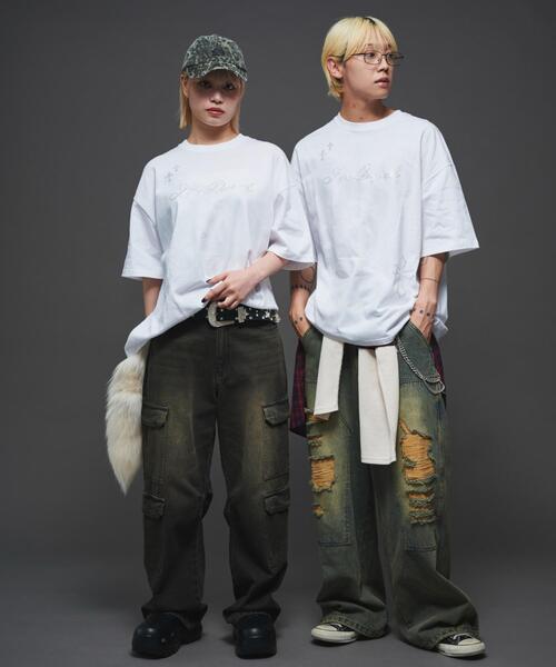 LTR DEPTH（レイターデプス）の「LTR DEPTH/ラインストーングラフィックT（Tシャツ/カットソー・メンズ・ホワイト/ブラック・MEDIUM/LARGE）」の6枚目の写真