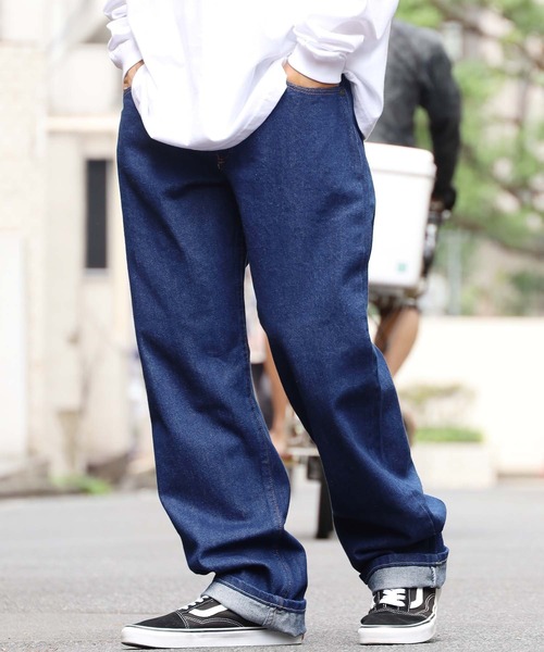 kapital ダークブルー ストレートデニム 赤ストライプ セール】REDKAP/レッドキャップ MENS RELAXED FIT JEAN ストーン