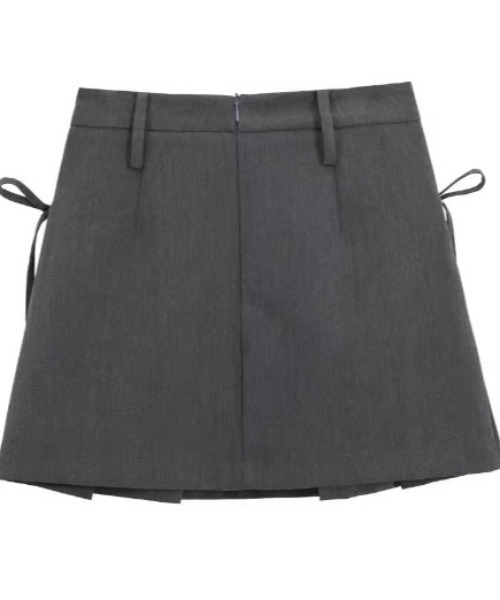 Per sist ence（パーシエンス）の「サイドリボンプリーツミニスカート/インナーパンツ付き（スカート・レディース・グレー/ブラック・LARGE/MEDIUM）」の5枚目の写真