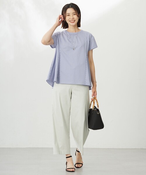 J.PRESS Ladies(J.プレス レディス)の「【WEB限定・洗える】ストライプジャージー フレア カットソー(Tシャツ/カットソー・レディース・パープル系1/ダークグリーン系1/サックスブルー系1・SMALL)」の8枚目の写真
