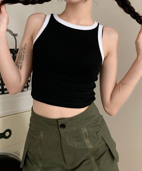 VIVI♡POPO　リブ編み ブラック タンクトップおまとめ商品 VIVI♡POPO リブ編み ブラック タンクトップおまとめ商品 楽天
