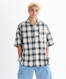 DC SHOES | 25 OMBRE CHECK SHIRT /DC胸ポケットロゴワンポイントオンブレチェック半袖シャツ(シャツ/ブラウス)