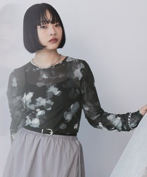 ELUNIS | フラワー柄シアートップス(長袖)(Tシャツ/カットソー)