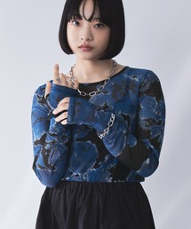 ELUNIS（エルニス）の「フラワー柄シアートップス（長袖）（Tシャツ/カットソー）」