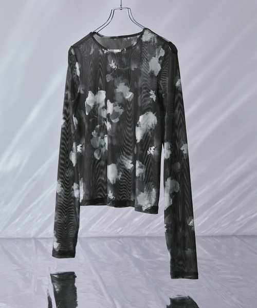 セール】フラワー柄シアートップス（長袖）（Tシャツ/カットソー