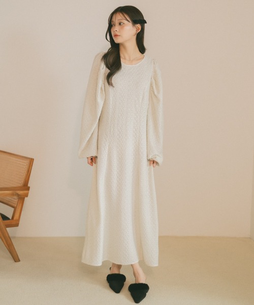 セール】バックオープンラメジャガードワンピース / お呼ばれ