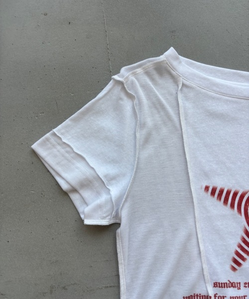 SHAGGIE(シャギー)の「切り替えビンテージ風Tシャツ(Tシャツ/カットソー・レディース・ネイビー/ホワイト/レッド・FREE)」の12枚目の写真