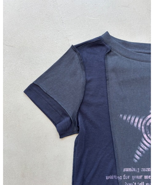 SHAGGIE(シャギー)の「切り替えビンテージ風Tシャツ(Tシャツ/カットソー・レディース・ネイビー/ホワイト/レッド・FREE)」の7枚目の写真