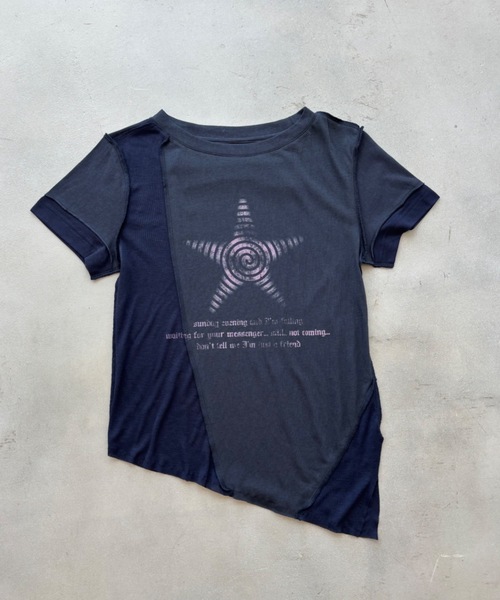 SHAGGIE(シャギー)の「切り替えビンテージ風Tシャツ(Tシャツ/カットソー・レディース・ネイビー/ホワイト/レッド・FREE)」の4枚目の写真