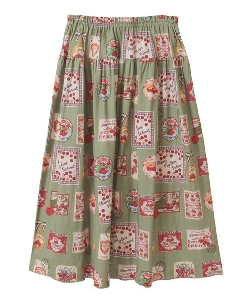 PINK HOUSE（ピンクハウス）の「チェリー総柄プリントスカート（スカート・レディース・ブルーグレー/ブラック/キナリ/ピンク/ライトグリーン・フリー）」の4枚目の写真